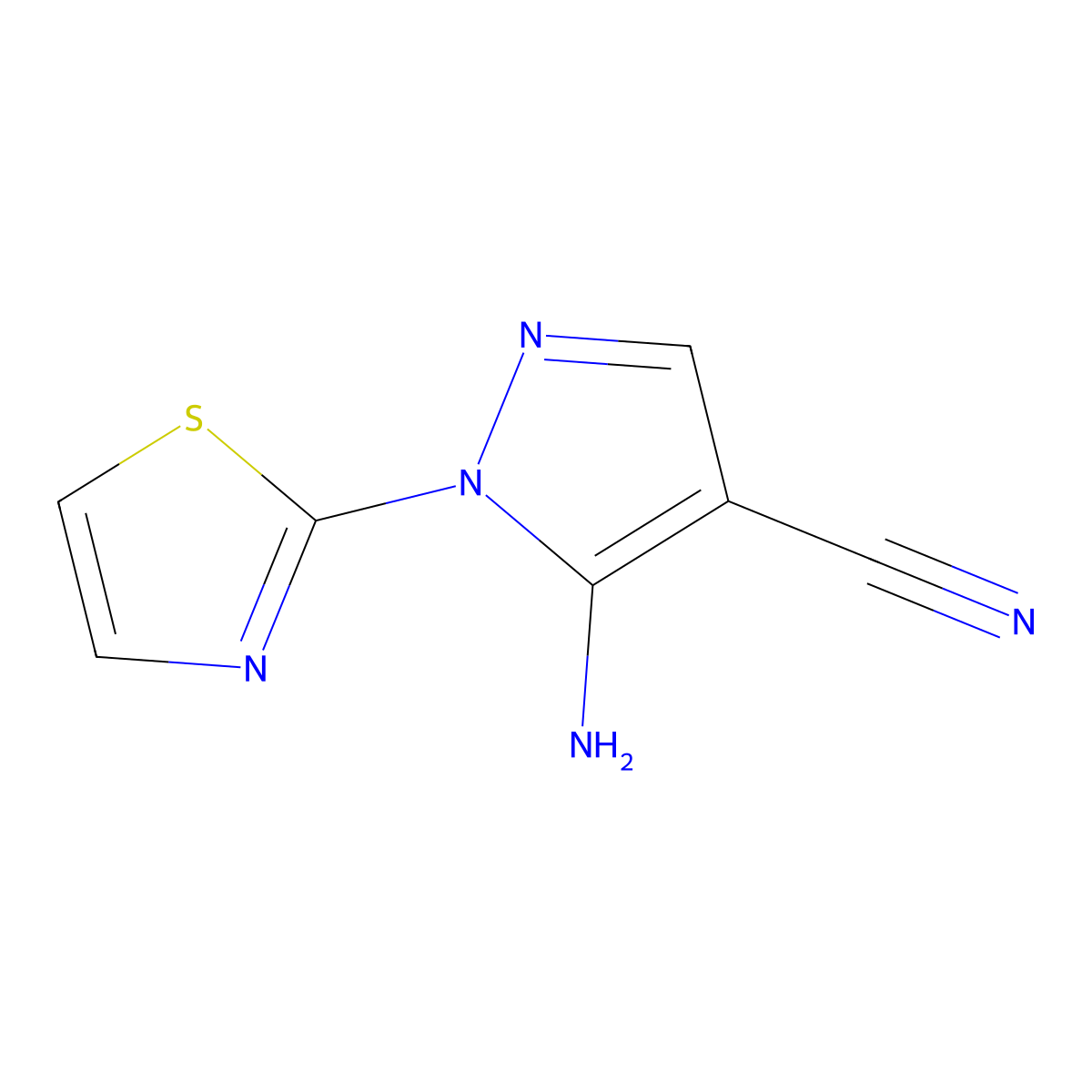 5-amino-1-(1,3-thiazol-2-yl)-1H-pyrazole-4-carbonitrile molecular structure, CAS 650638-01-0
