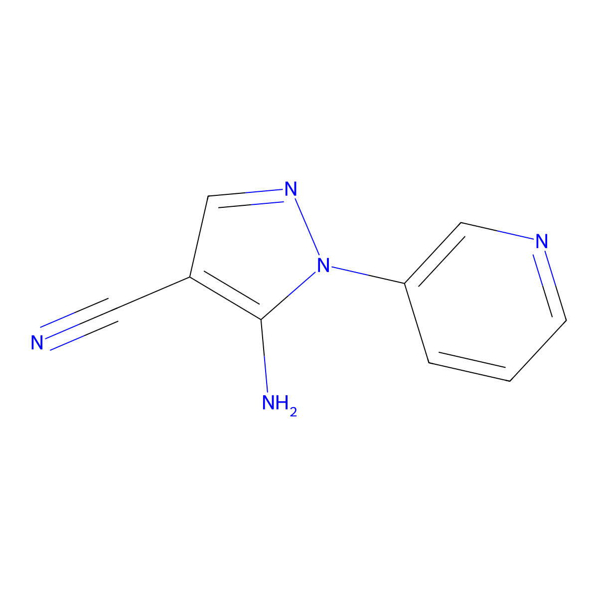 5-Amino-1-pyridin-3-yl-1H-pyrazole-4-carbonitrile molecular structure, CAS 650638-16-7