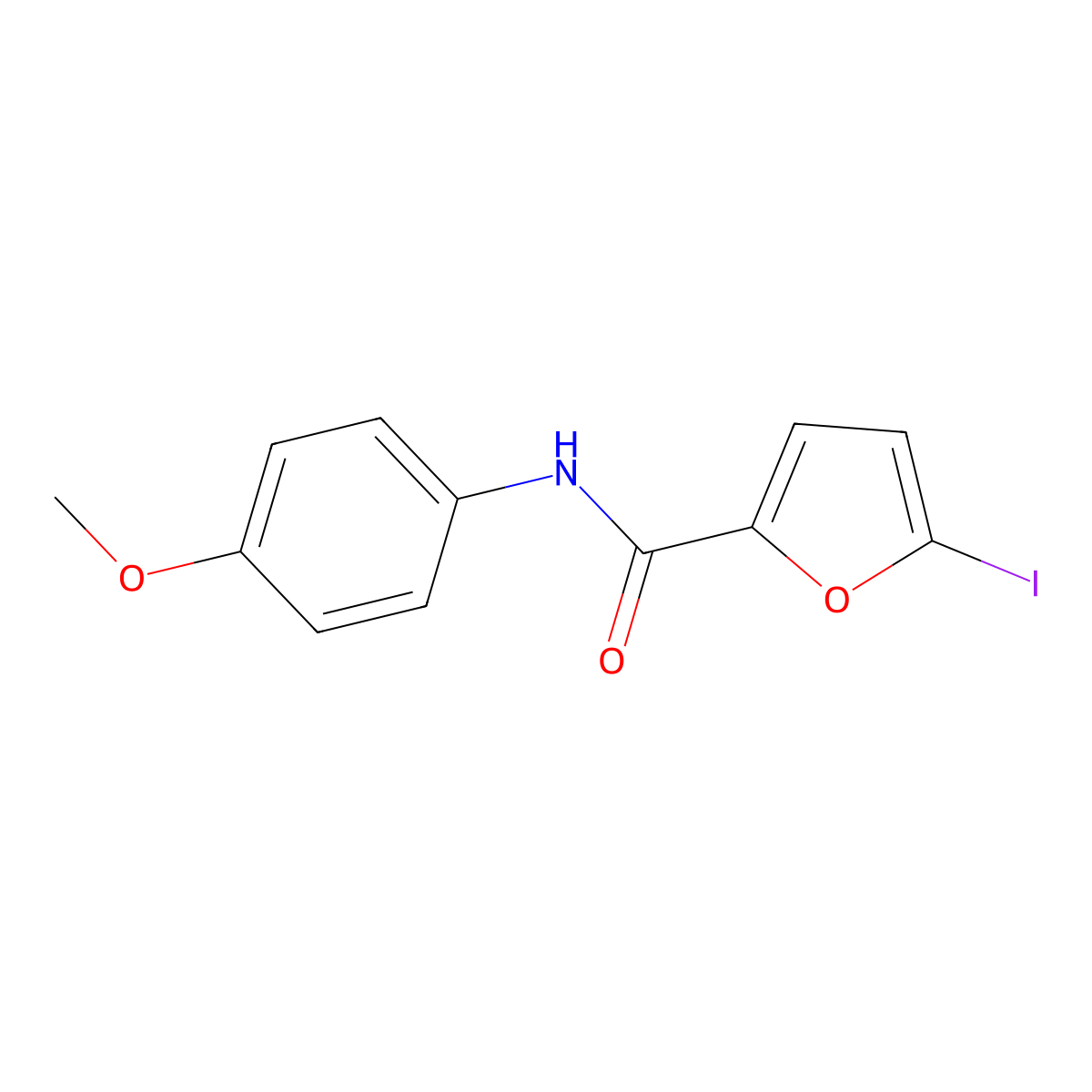 5-iodo-N-(4-methoxyphenyl)furan-2-carboxamide molecular structure, CAS 65065-03-4