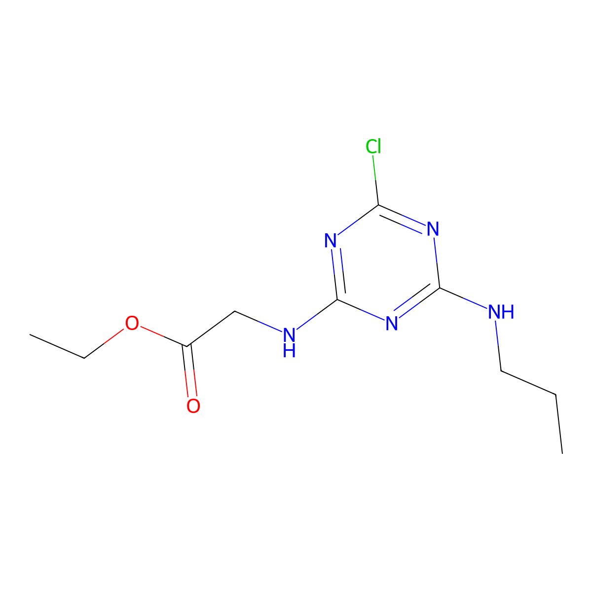 Ethyl 2-[[4-chloro-6-(propylamino)-1,3,5-triazin-2-yl]amino]acetate molecular structure, CAS 6507-20-6
