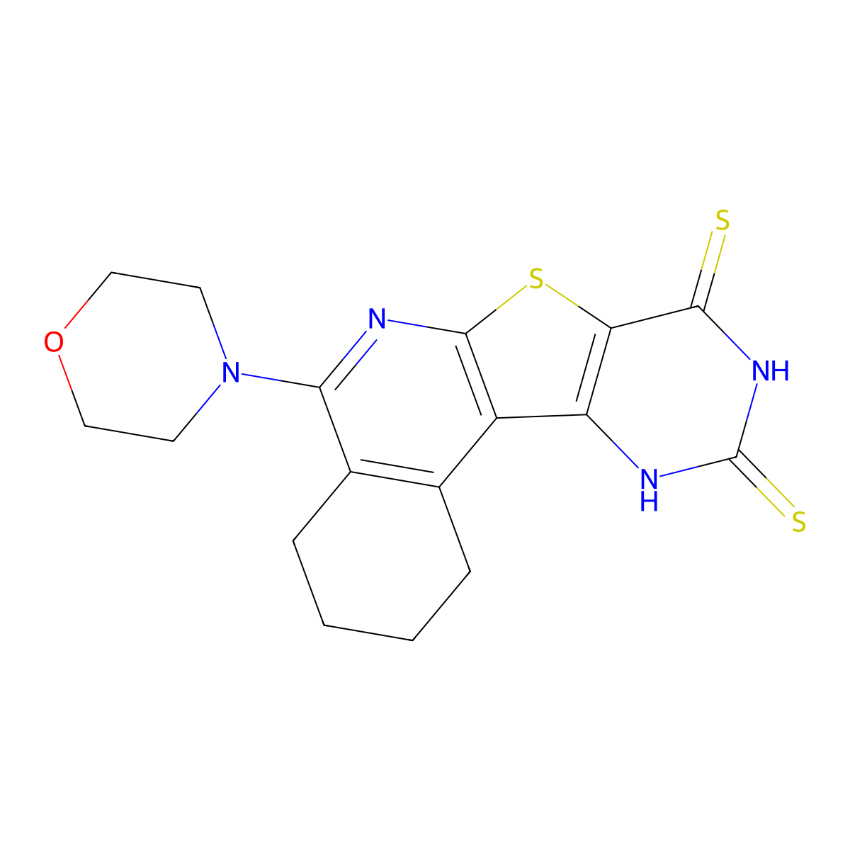 5-(Morpholin-4-yl)-8-sulfanyl-1,2,3,4-tetrahydropyrimido[4',5':4,5]thieno[2,3-c]isoquinoline-10(9H)-thione molecular structure, CAS 6507-46-6