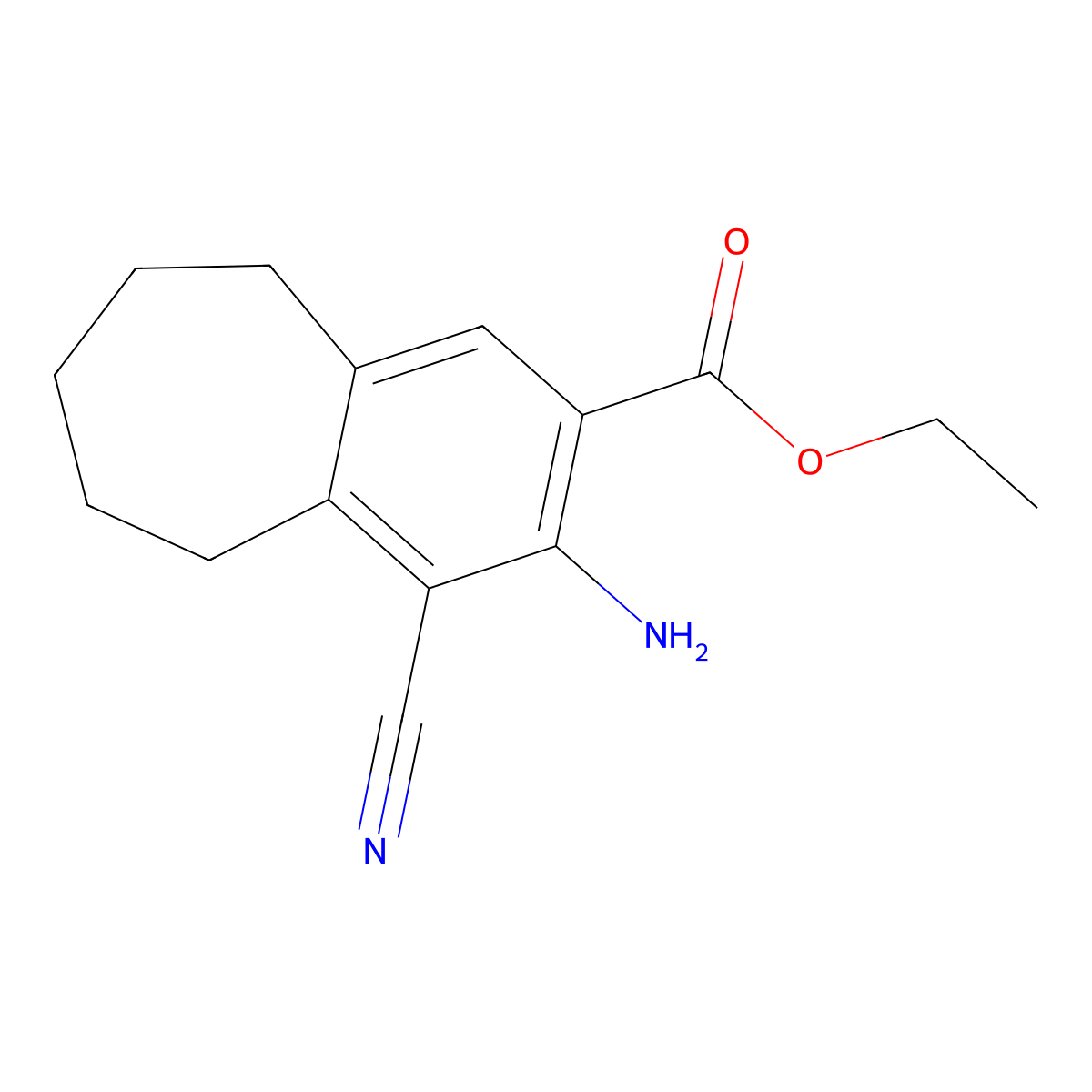 ethyl 3-amino-4-cyano-6,7,8,9-tetrahydro-5H-benzo[7]annulene-2-carboxylate molecular structure, CAS 6507-65-9