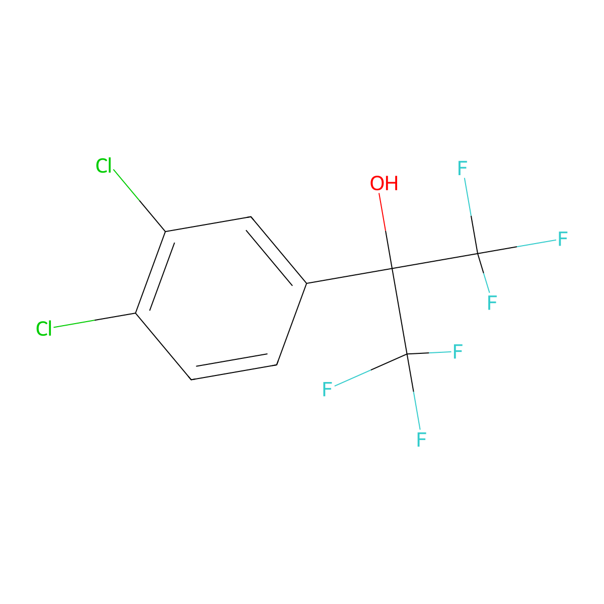 Benzenemethanol, 3,4-dichloro-alpha,alpha-bis(trifluoromethyl)- molecular structure, CAS 65072-48-2