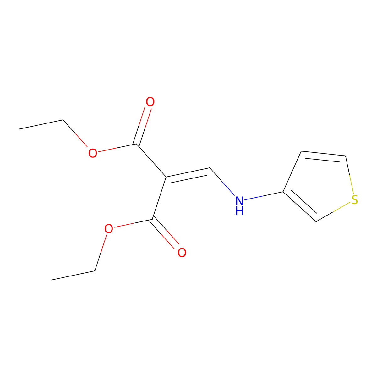 Diethyl 2-((thiophen-3-ylamino)methylene)malonate molecular structure, CAS 65076-02-0