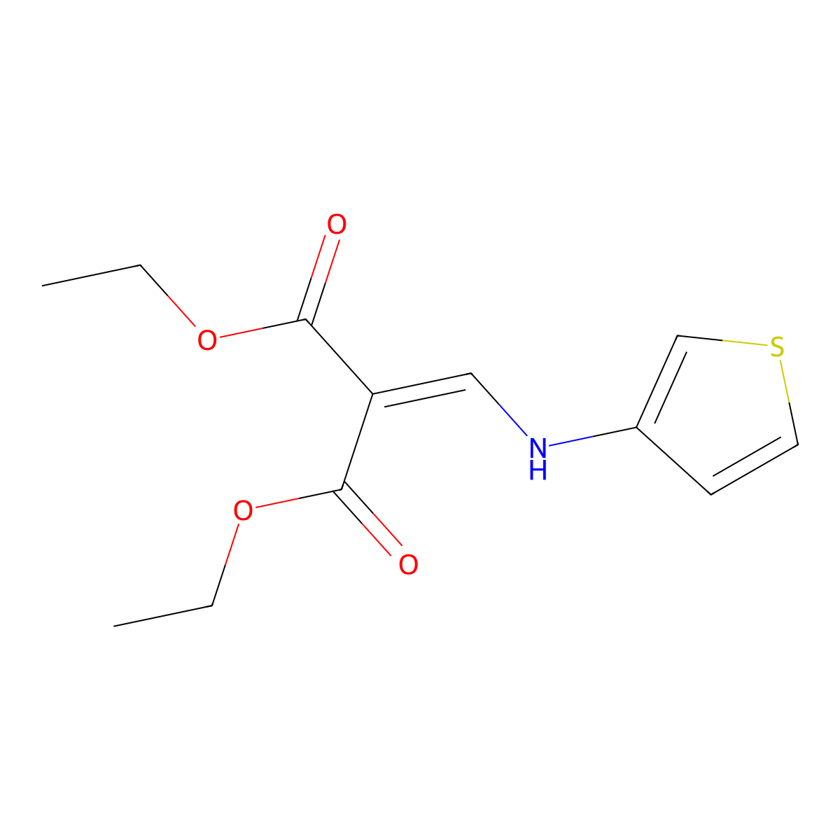 Diethyl 2-((thiophen-3-ylamino)methylene)malonate molecular structure, CAS 65076-02-0