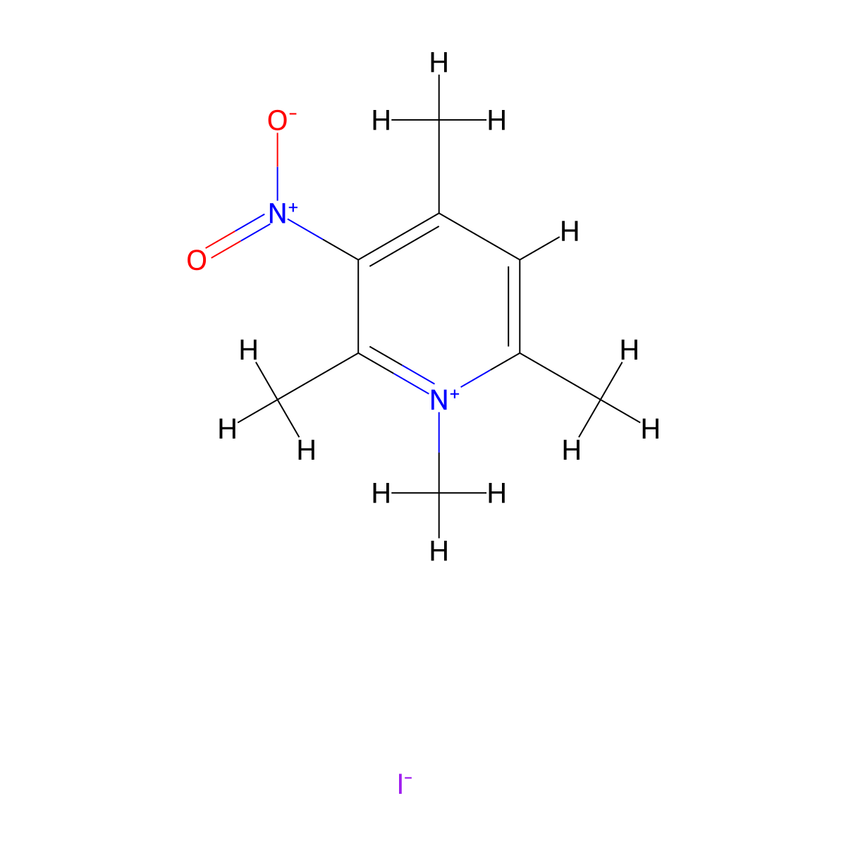 Pyridinium, 1,2,4,6-tetramethyl-3-nitro-, iodide molecular structure, CAS 65081-41-6