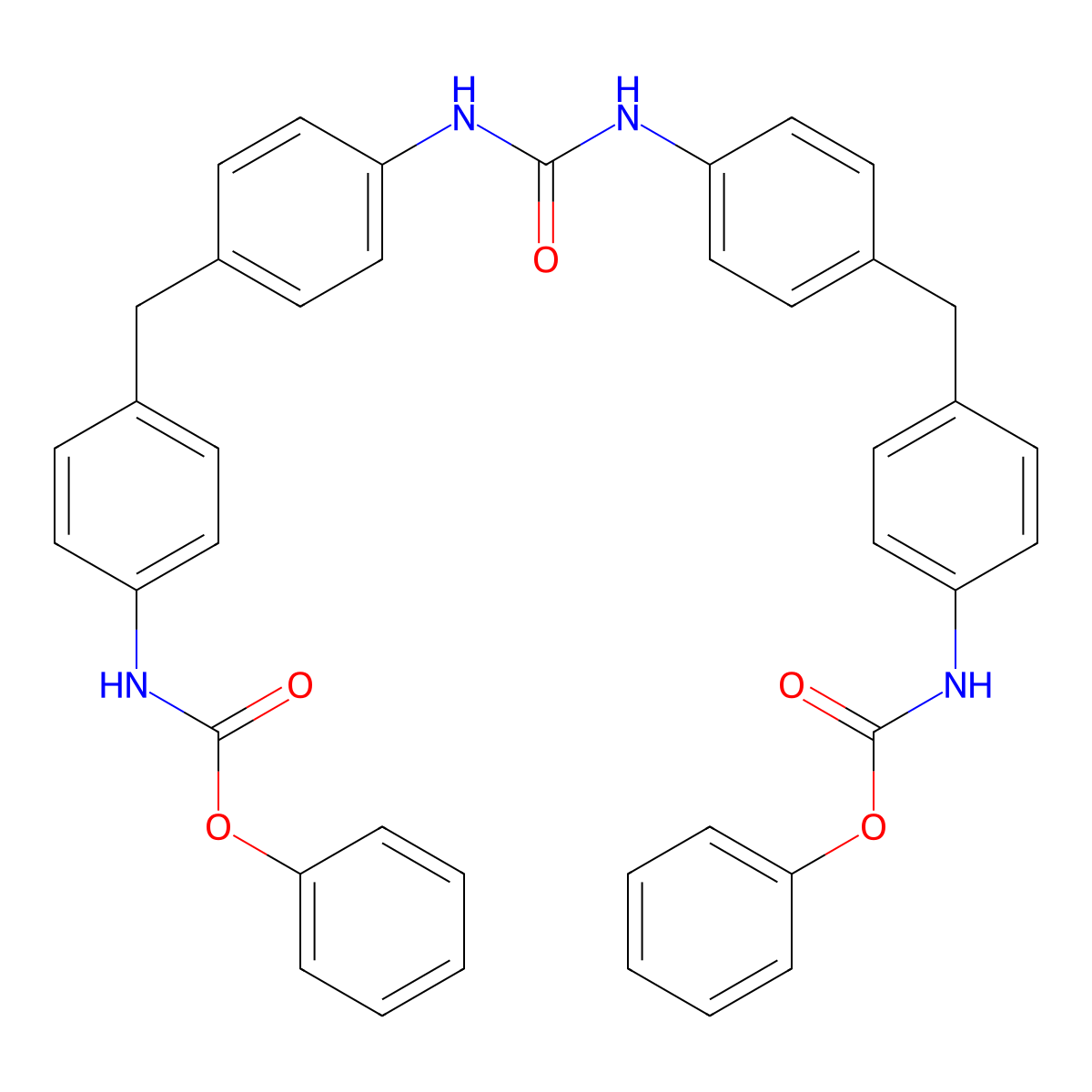 Carbamic acid, N,N'-(carbonylbis(imino-4,1-phenylenemethylene-4,1-phenylene))bis-, C,C'-diphenyl ester molecular structure, CAS 65086-89-7