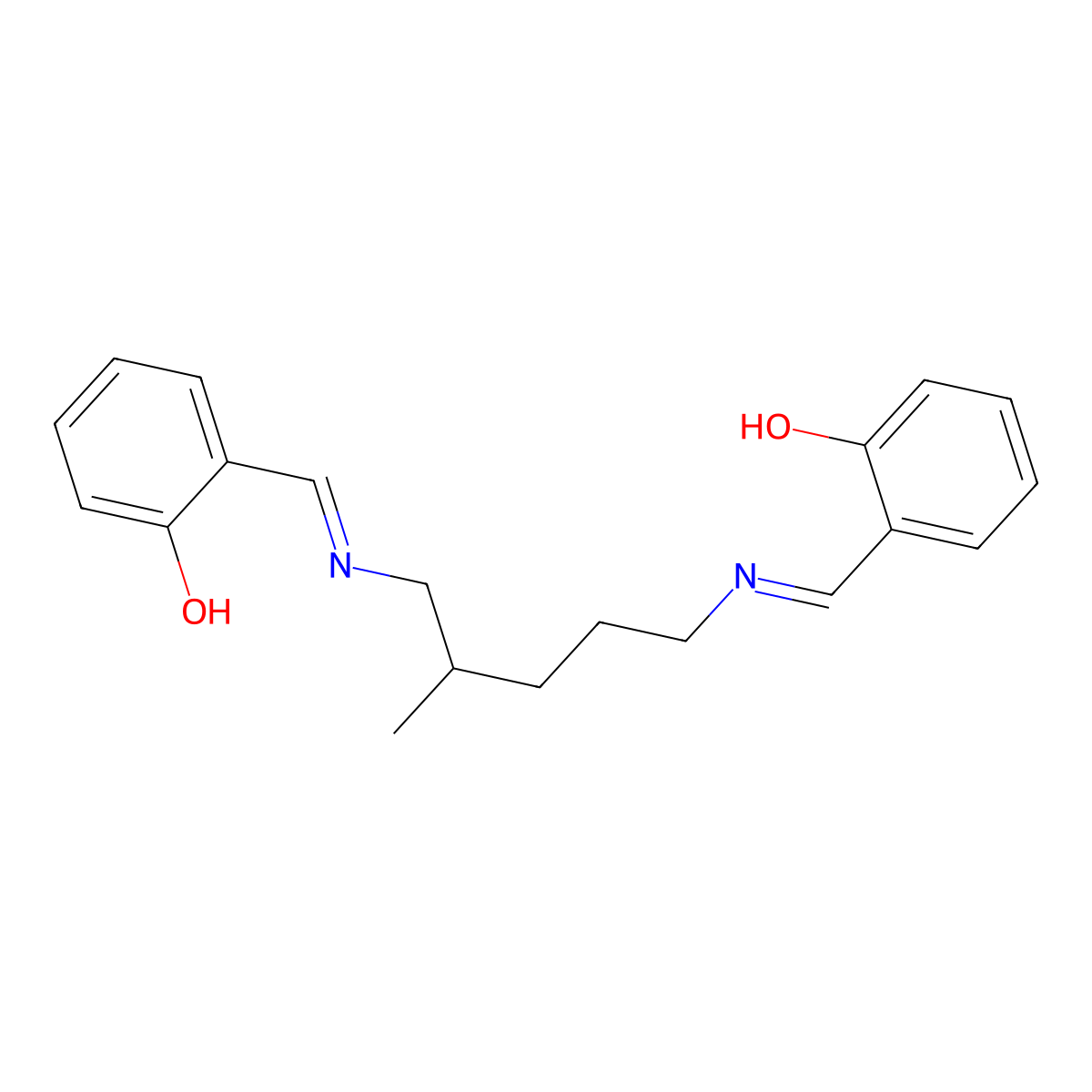 Phenol, 2,2'-[(2-methyl-1,5-pentanediyl)bis(nitrilomethylidyne)]bis- molecular structure, CAS 65087-13-0
