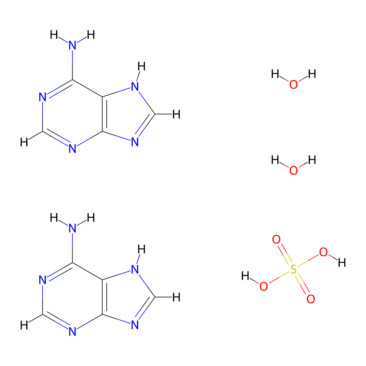Sulfuric acid--7H-purin-6-amine--water (1/2/2) molecular structure, CAS 6509-19-9