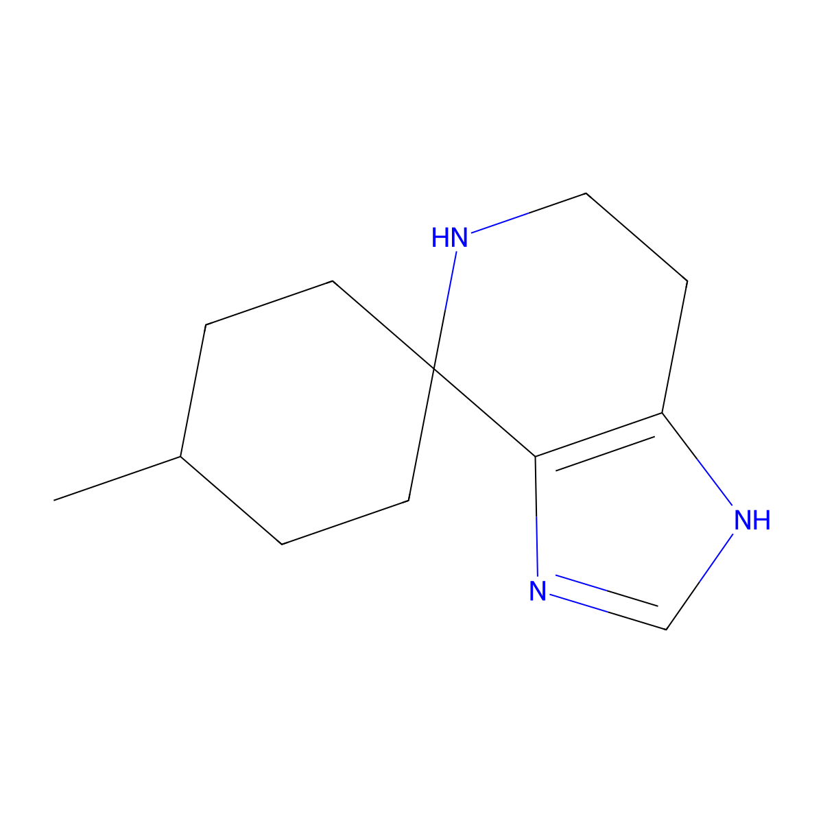 4-Methyl-3',5',6',7'-tetrahydrospiro[cyclohexane-1,4'-imidazo[4,5-c]pyridine] molecular structure, CAS 65092-15-1