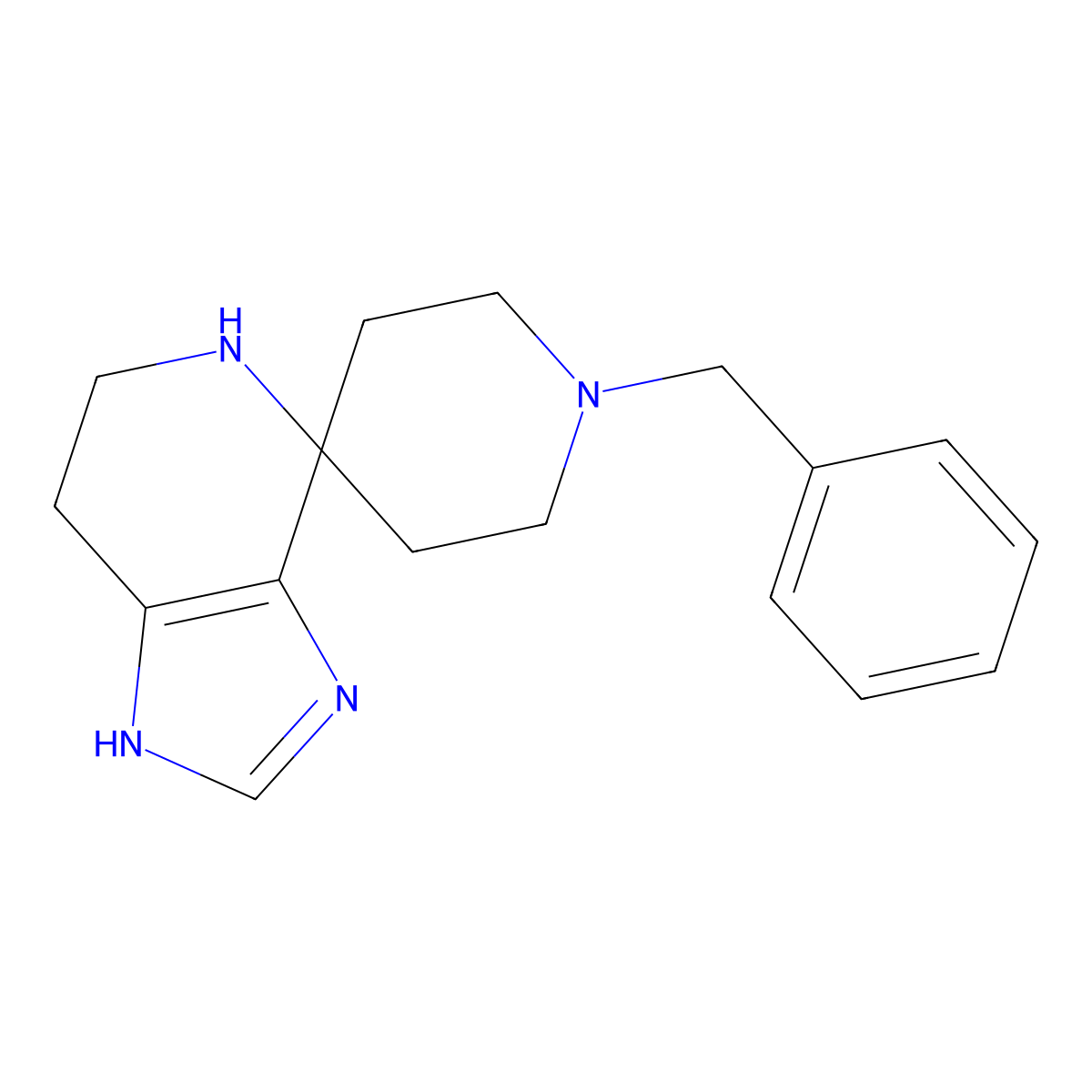 1'-Benzyl-3,5,6,7-tetrahydrospiro[imidazo[4,5-c]pyridine-4,4'-piperidine] molecular structure, CAS 65092-20-8