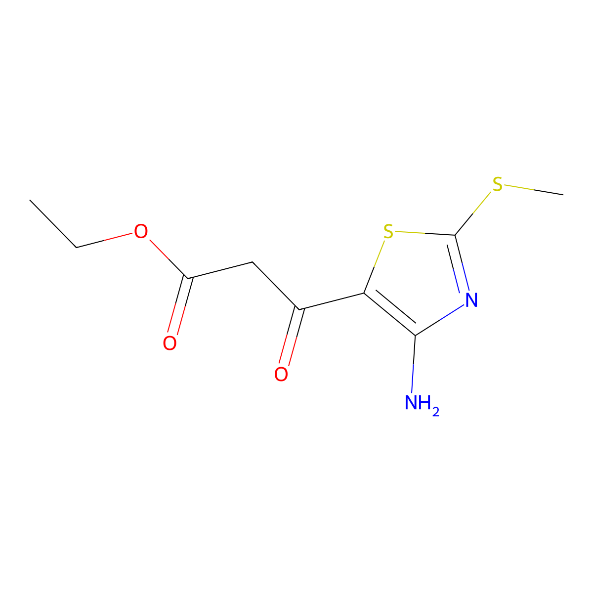 Ethyl 3-(4-amino-2-methylthiothiazol-5-yl)-3-oxopropanoate molecular structure, CAS 65095-75-2