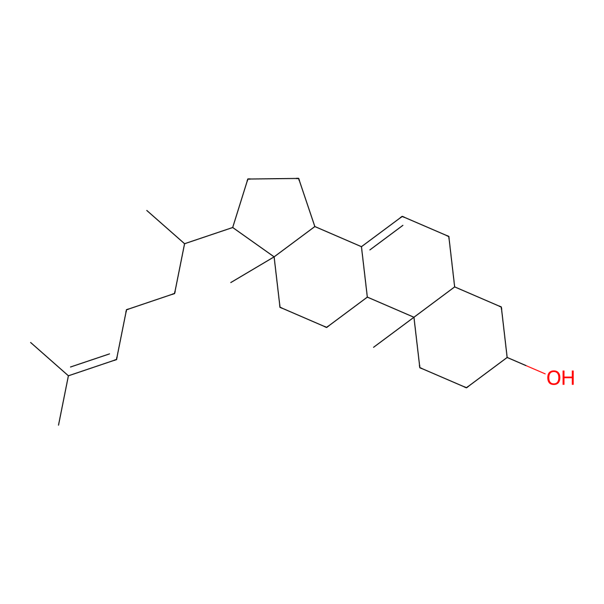 5alpha-Cholesta-7,24-dien-3beta-ol molecular structure, CAS 651-54-7