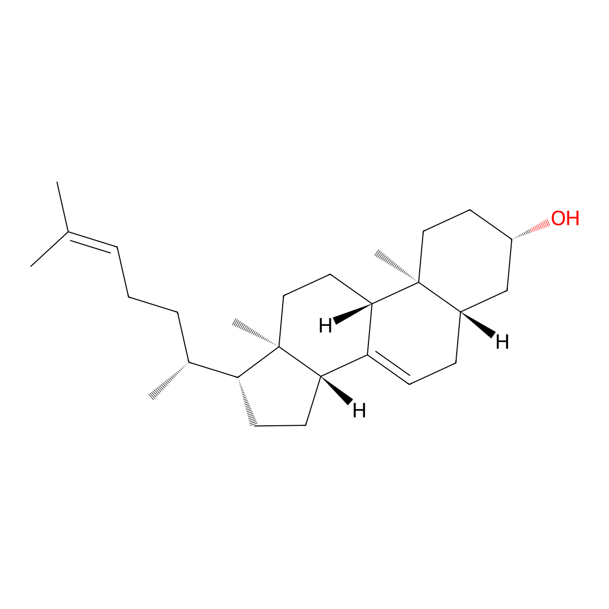 5alpha-Cholesta-7,24-dien-3beta-ol molecular structure, CAS 651-54-7