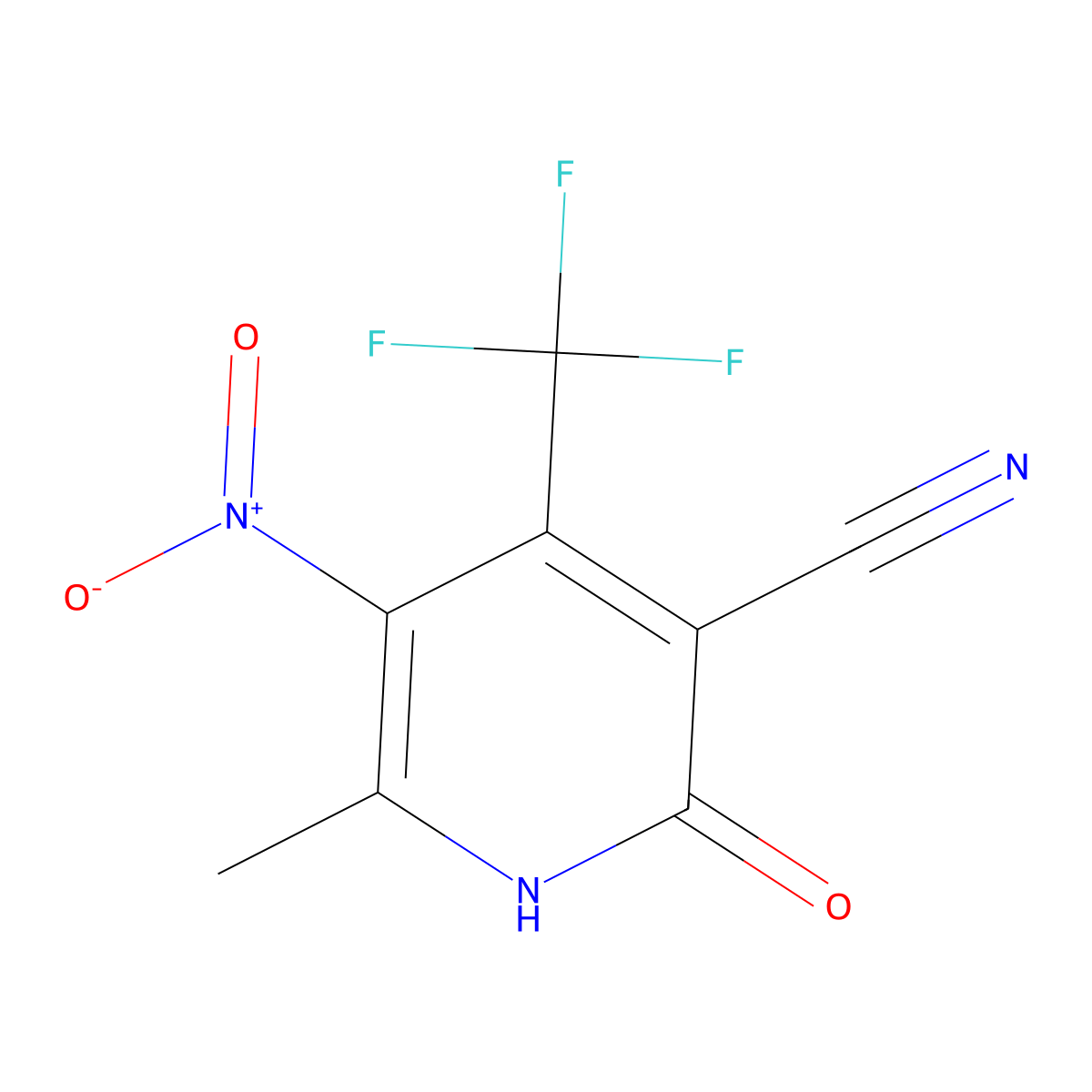 2-Hydroxy-6-methyl-5-nitro-4-(trifluoromethyl)nicotinonitrile molecular structure, CAS 651-77-4