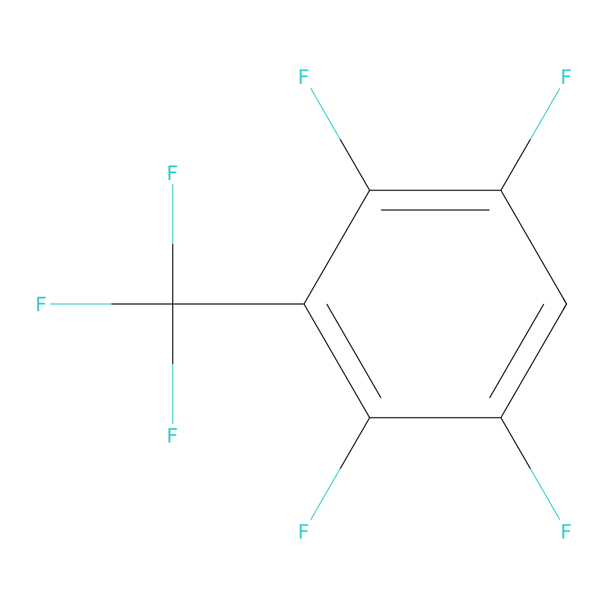 Benzene, 1,2,4,5-tetrafluoro-3-(trifluoromethyl)- molecular structure, CAS 651-80-9