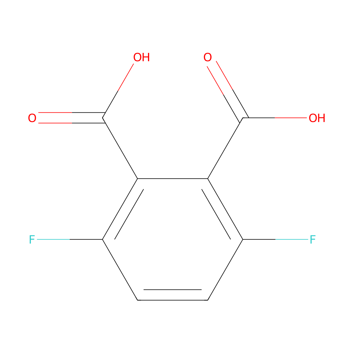 3,6-Difluorophthalic acid molecular structure, CAS 651-97-8