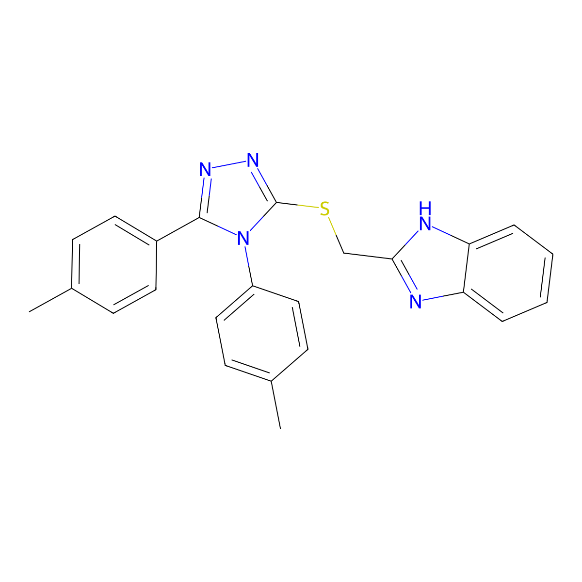 2-({[4,5-bis(4-methylphenyl)-4H-1,2,4-triazol-3-yl]sulfanyl}methyl)-1H-benzimidazole molecular structure, CAS 6510-99-2