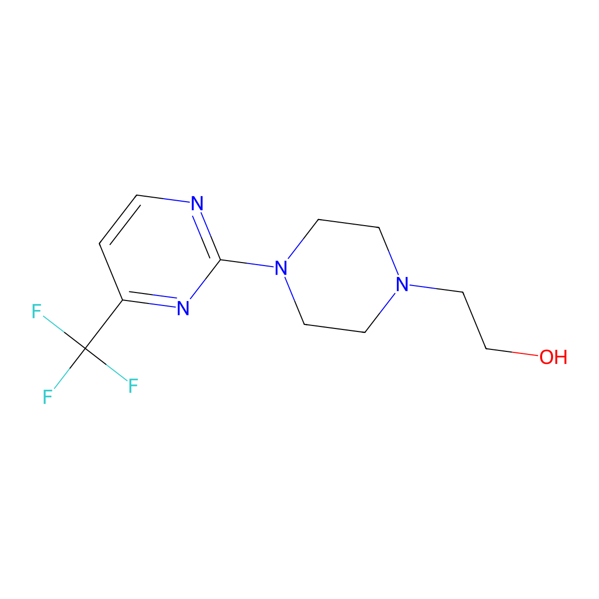 2-{4-[4-(Trifluoromethyl)pyrimidin-2-yl]piperazino}ethan-1-ol molecular structure, CAS 651004-99-8