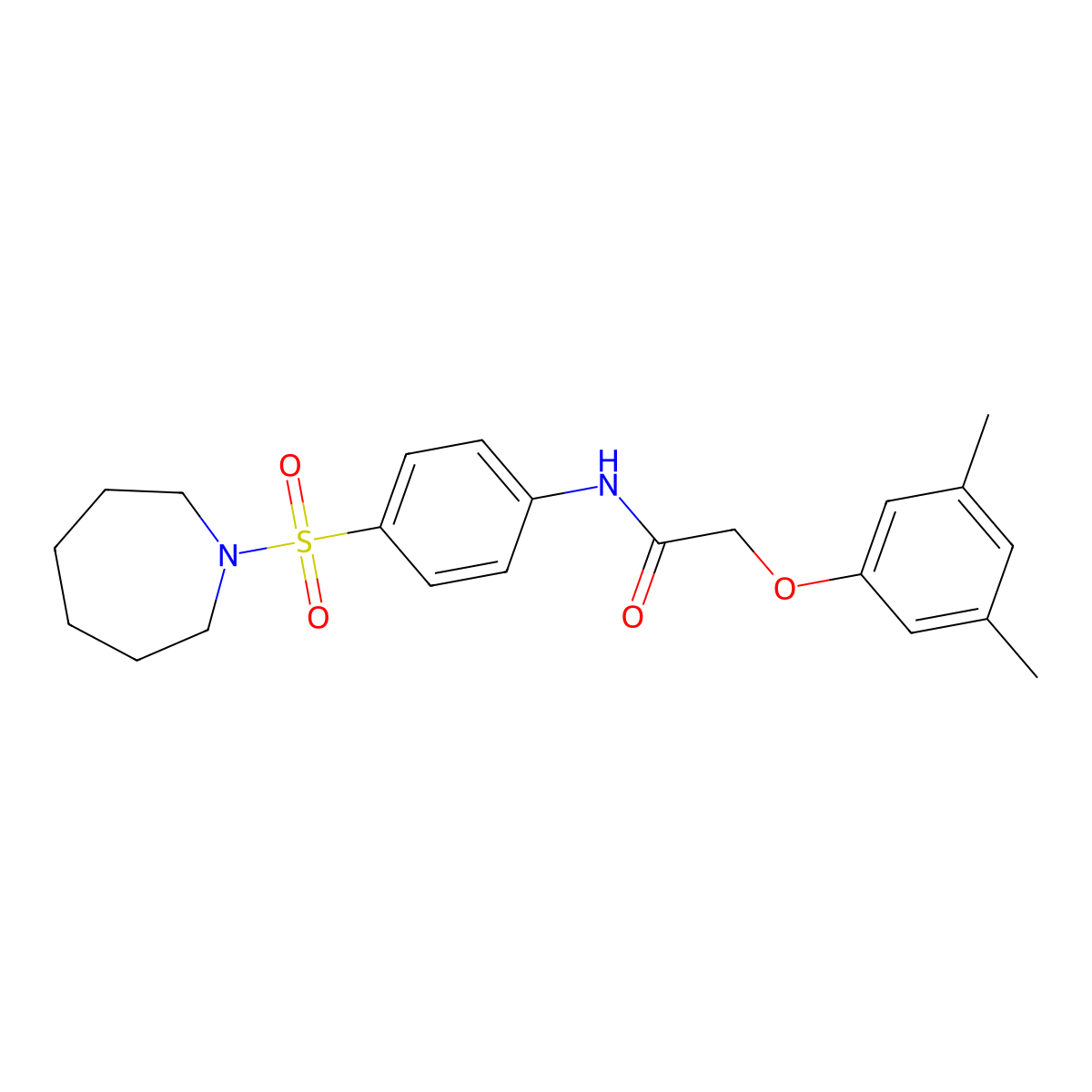 N-[4-(1-azepanylsulfonyl)phenyl]-2-(3,5-dimethylphenoxy)acetamide molecular structure, CAS 651017-63-9