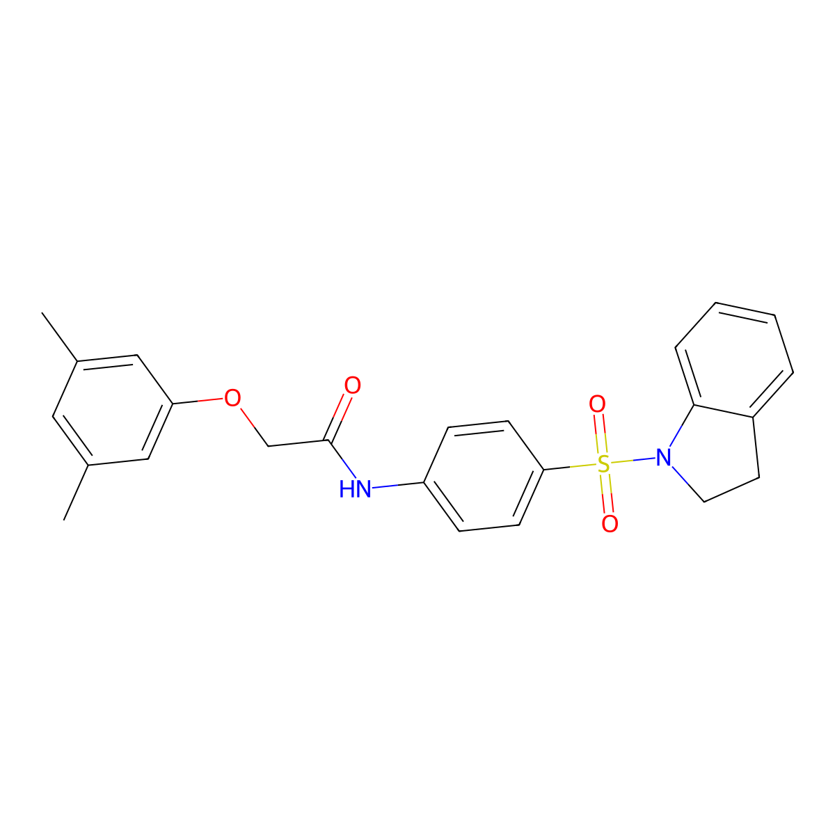 N-[4-(2,3-dihydro-1H-indol-1-ylsulfonyl)phenyl]-2-(3,5-dimethylphenoxy)acetamide molecular structure, CAS 651017-64-0
