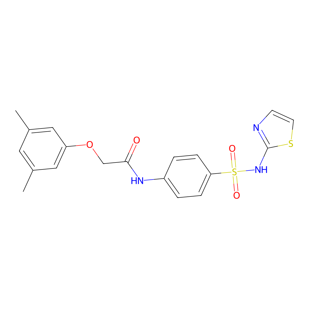 2-(3,5-dimethylphenoxy)-N-{4-[(1,3-thiazol-2-yl)sulfamoyl]phenyl}acetamide molecular structure, CAS 651017-71-9