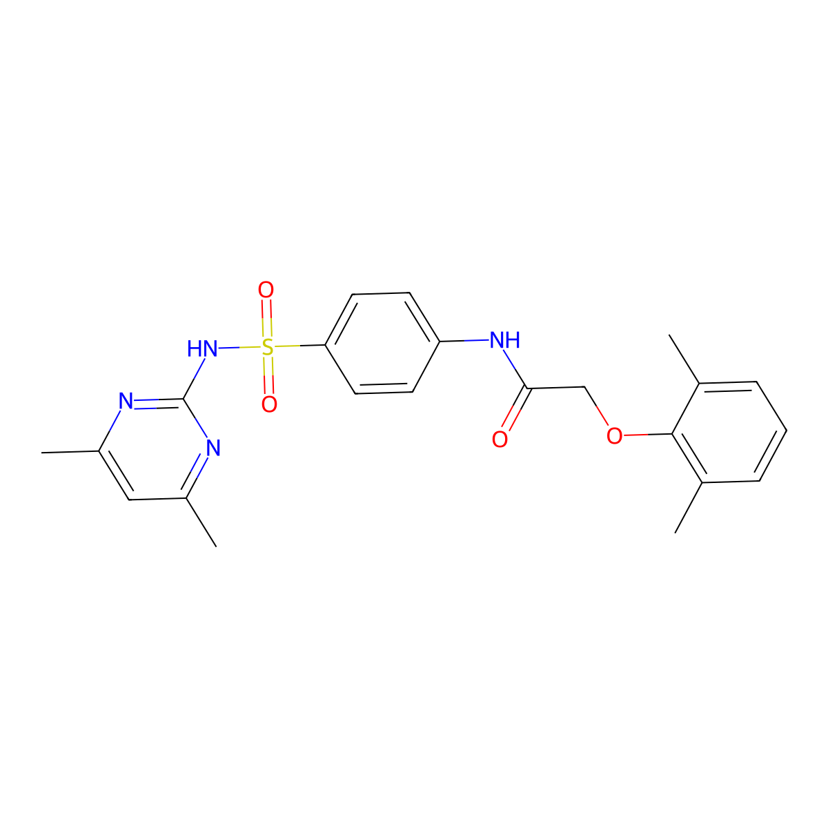 2-(2,6-dimethylphenoxy)-N-(4-{[(4,6-dimethyl-2-pyrimidinyl)amino]sulfonyl}phenyl)acetamide molecular structure, CAS 651017-94-6