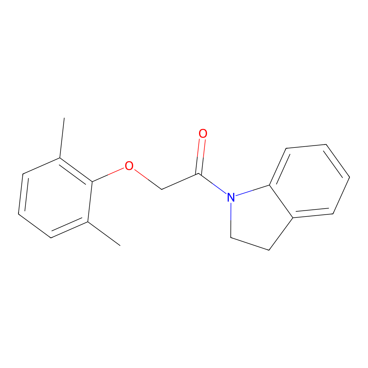 1-(2,3-Dihydroindol-1-yl)-2-(2,6-dimethylphenoxy)ethanone molecular structure, CAS 651017-95-7