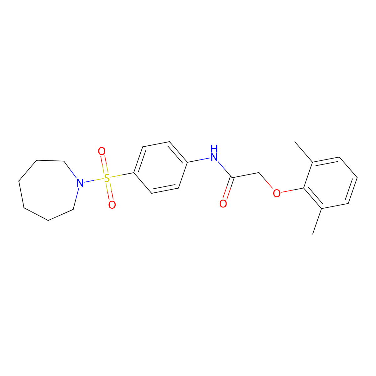 N-[4-(1-azepanylsulfonyl)phenyl]-2-(2,6-dimethylphenoxy)acetamide molecular structure, CAS 651017-96-8