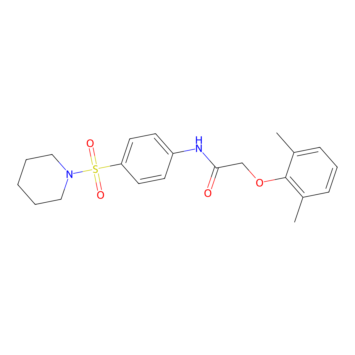 2-(2,6-dimethylphenoxy)-N-(4-piperidin-1-ylsulfonylphenyl)acetamide molecular structure, CAS 651017-98-0
