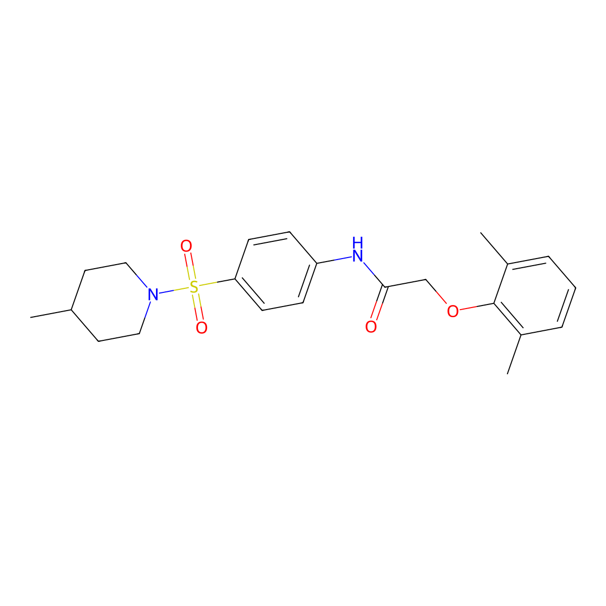 2-(2,6-dimethylphenoxy)-N-{4-[(4-methyl-1-piperidinyl)sulfonyl]phenyl}acetamide molecular structure, CAS 651018-00-7