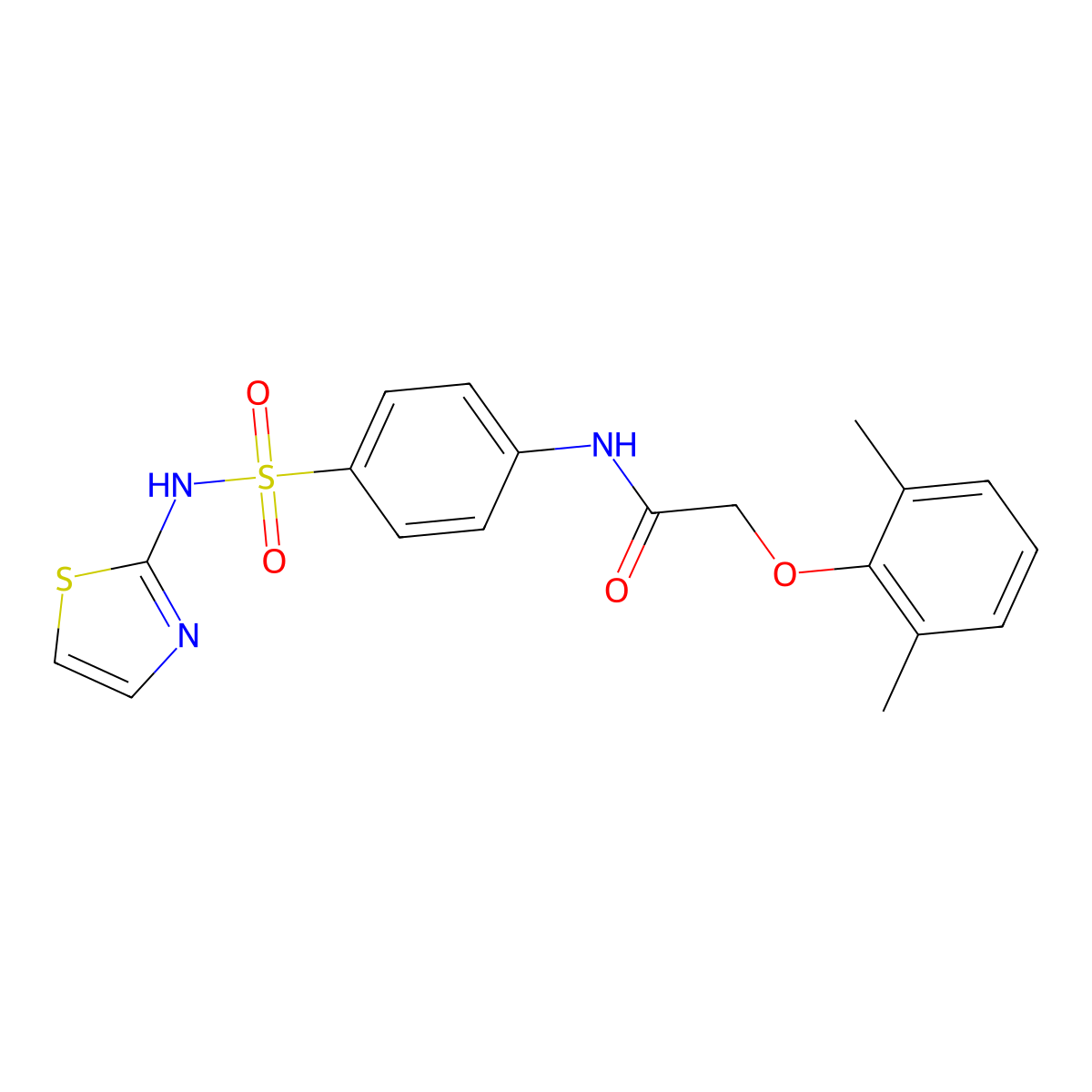 2-(2,6-dimethylphenoxy)-N-{4-[(1,3-thiazol-2-yl)sulfamoyl]phenyl}acetamide molecular structure, CAS 651018-05-2
