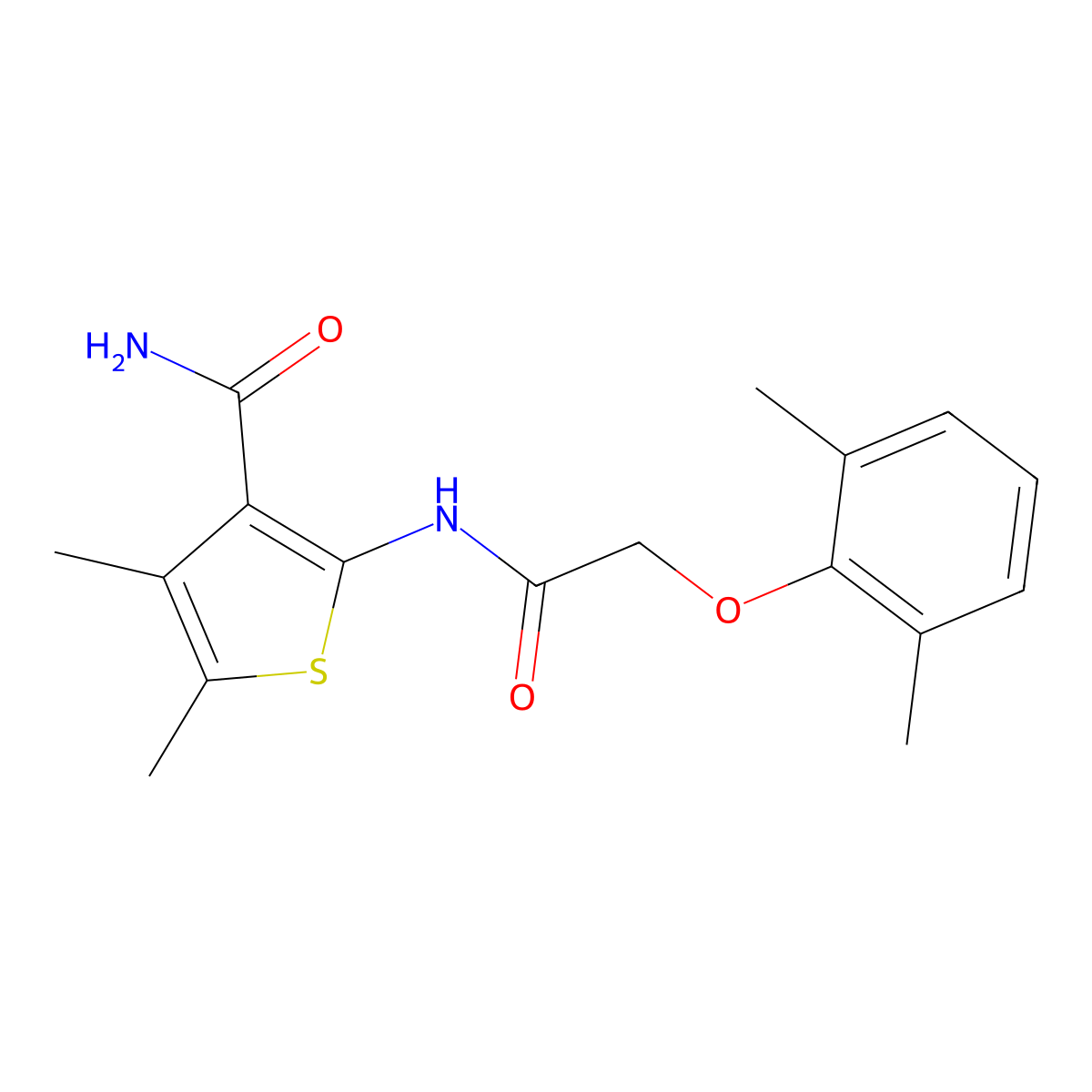 2-{[(2,6-Dimethylphenoxy)acetyl]amino}-4,5-dimethyl-3-thiophenecarboxamide molecular structure, CAS 651018-08-5