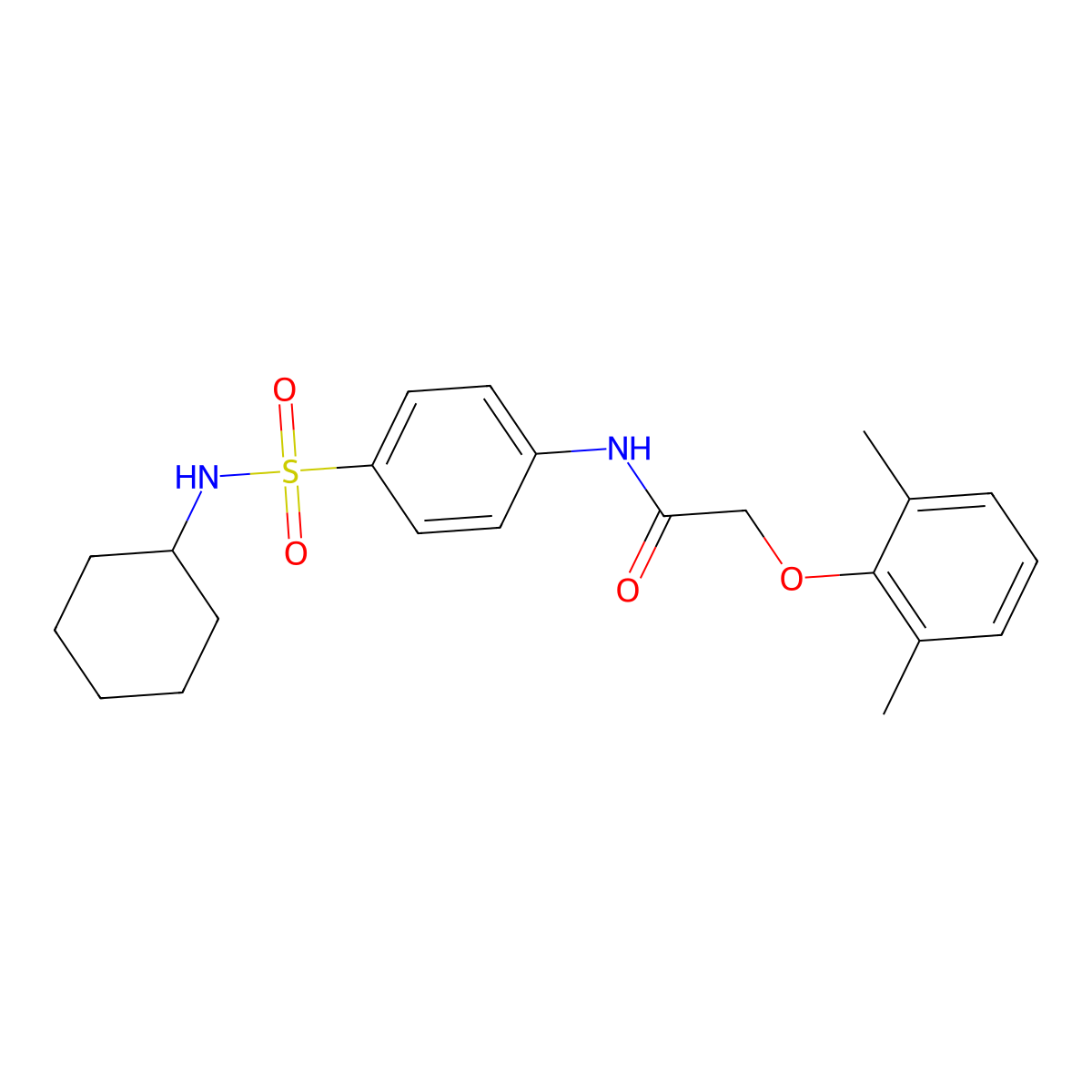 N-[4-(cyclohexylsulfamoyl)phenyl]-2-(2,6-dimethylphenoxy)acetamide molecular structure, CAS 651018-15-4