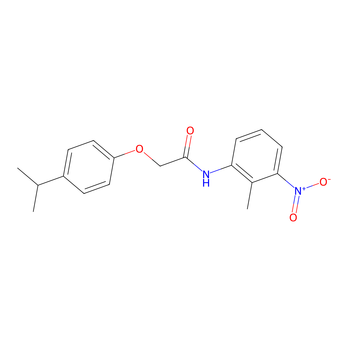 N-(2-methyl-3-nitrophenyl)-2-(4-propan-2-ylphenoxy)acetamide molecular structure, CAS 651018-61-0