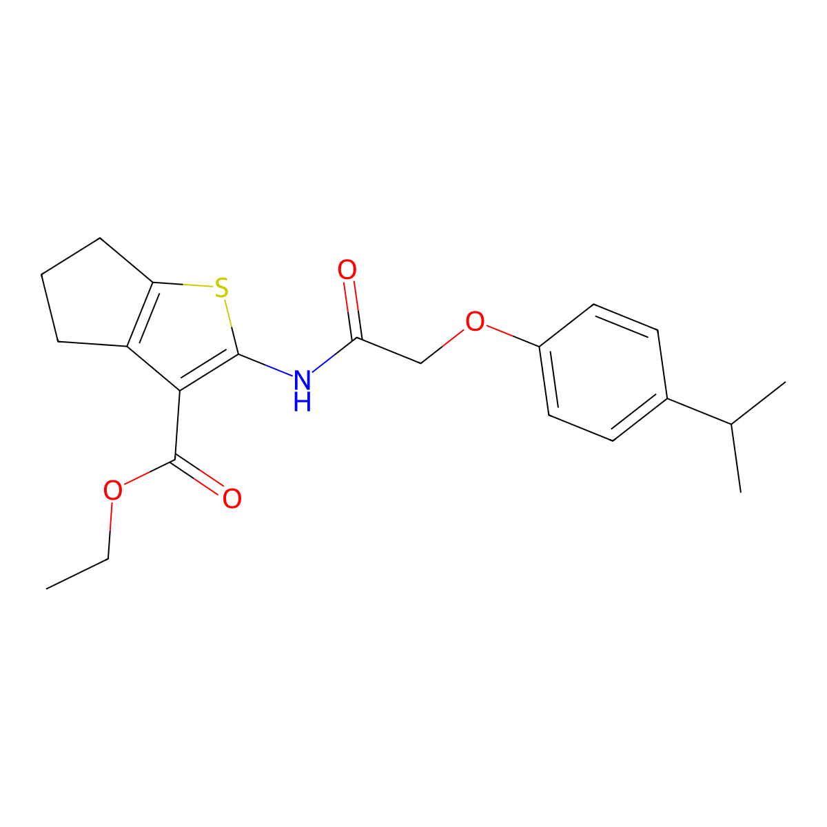 ethyl 2-{[(4-isopropylphenoxy)acetyl]amino}-5,6-dihydro-4H-cyclopenta[b]thiophene-3-carboxylate molecular structure, CAS 651018-62-1
