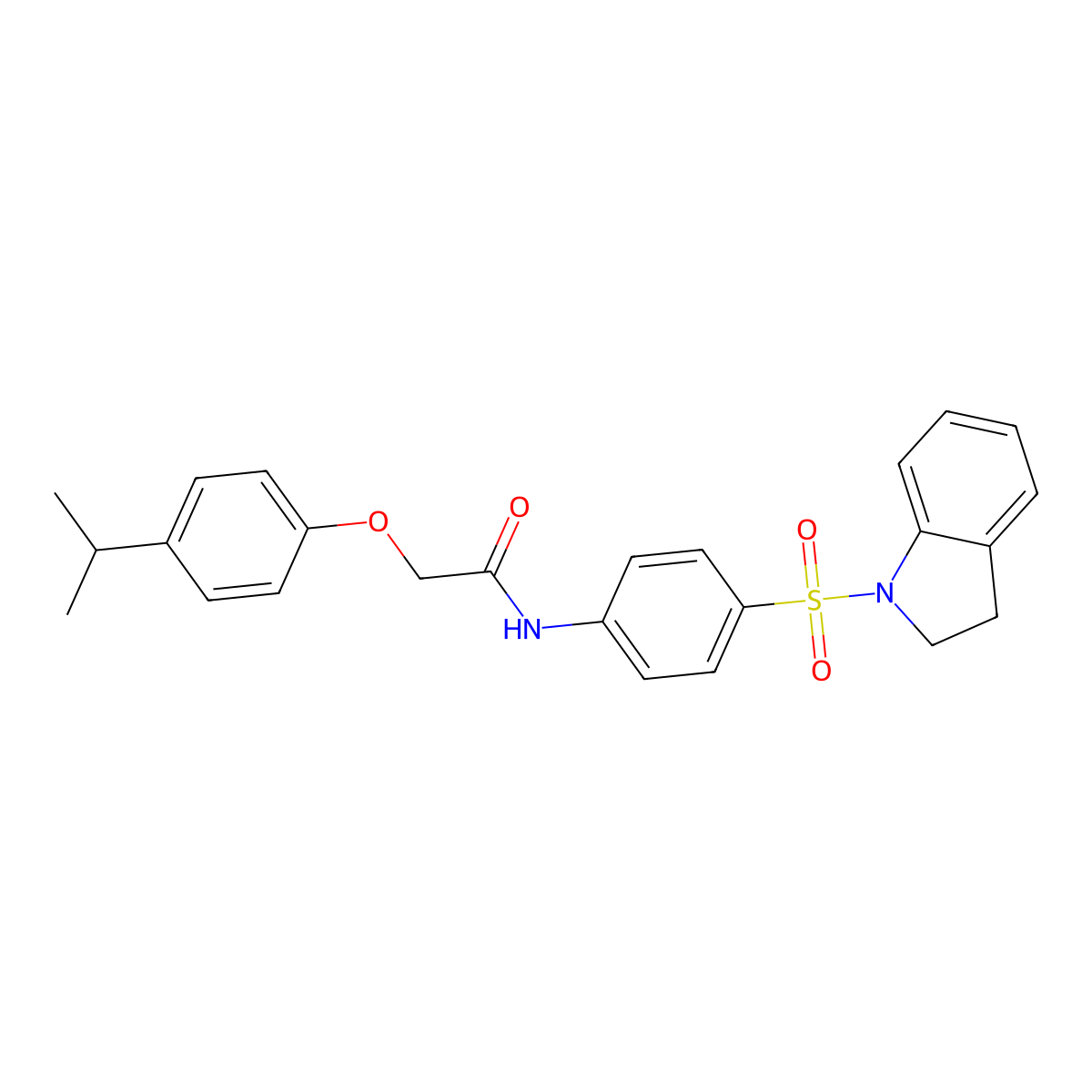 N-[4-(2,3-dihydro-1H-indol-1-ylsulfonyl)phenyl]-2-(4-isopropylphenoxy)acetamide molecular structure, CAS 651018-66-5