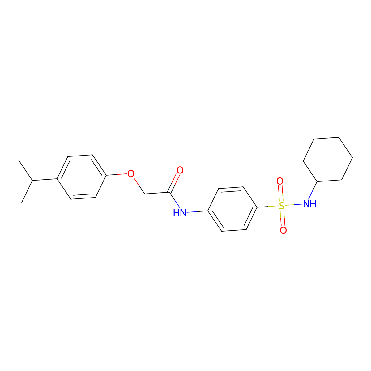 N-{4-[(cyclohexylamino)sulfonyl]phenyl}-2-(4-isopropylphenoxy)acetamide molecular structure, CAS 651018-83-6