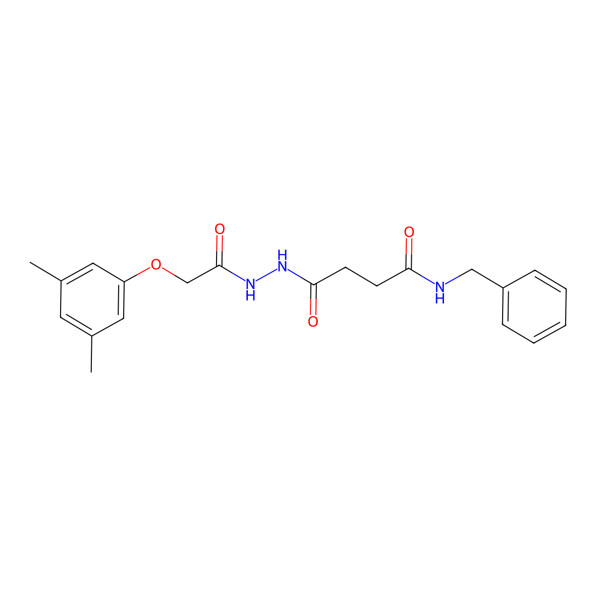 N-benzyl-4-{2-[(3,5-dimethylphenoxy)acetyl]hydrazino}-4-oxobutanamide molecular structure, CAS 651018-95-0