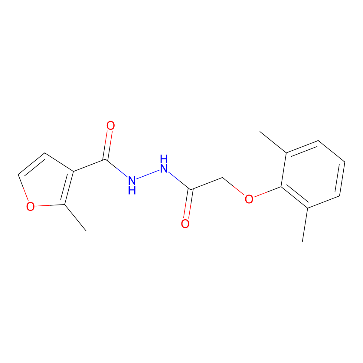 N'-[(2,6-dimethylphenoxy)acetyl]-2-methyl-3-furohydrazide molecular structure, CAS 651019-25-9