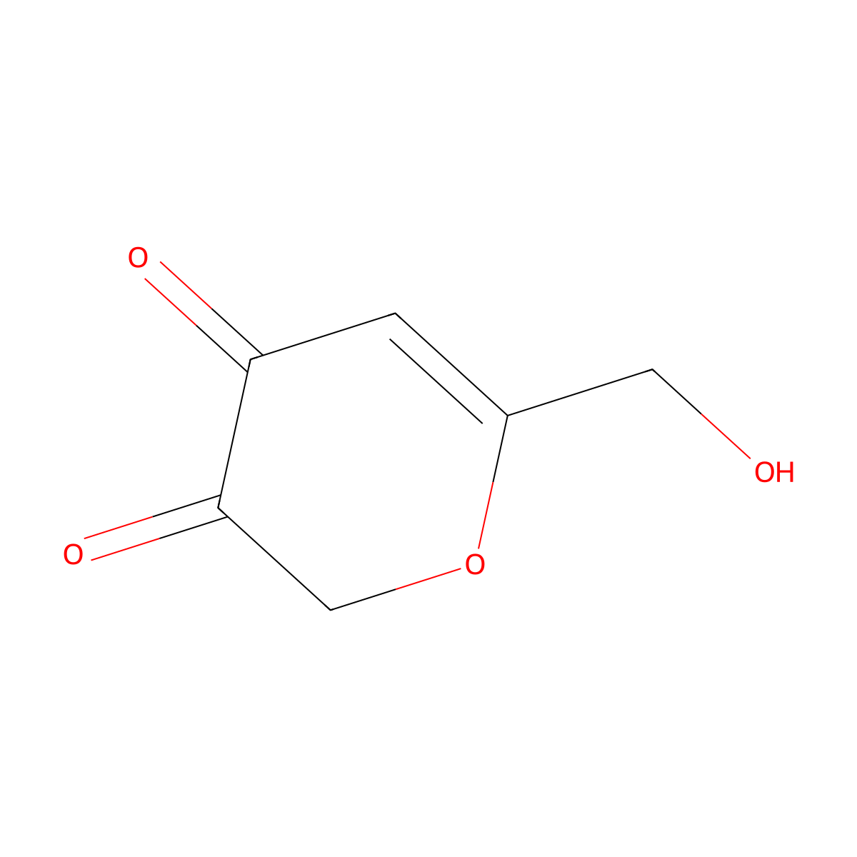 2H-Pyran-3,4-dione, 6-(hydroxymethyl)- molecular structure, CAS 651024-93-0