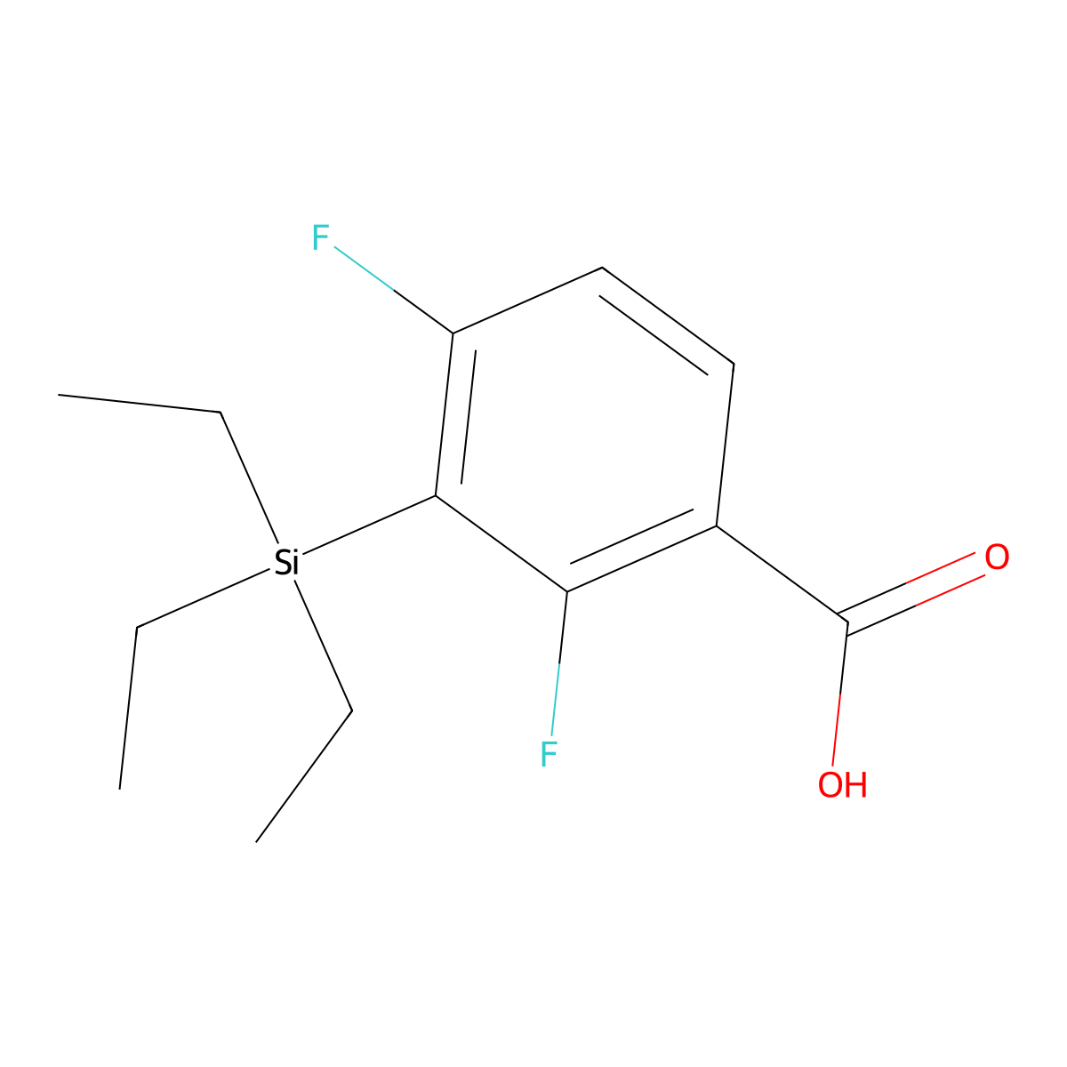 Benzoic acid, 2,4-difluoro-3-(triethylsilyl)- molecular structure, CAS 651027-06-4