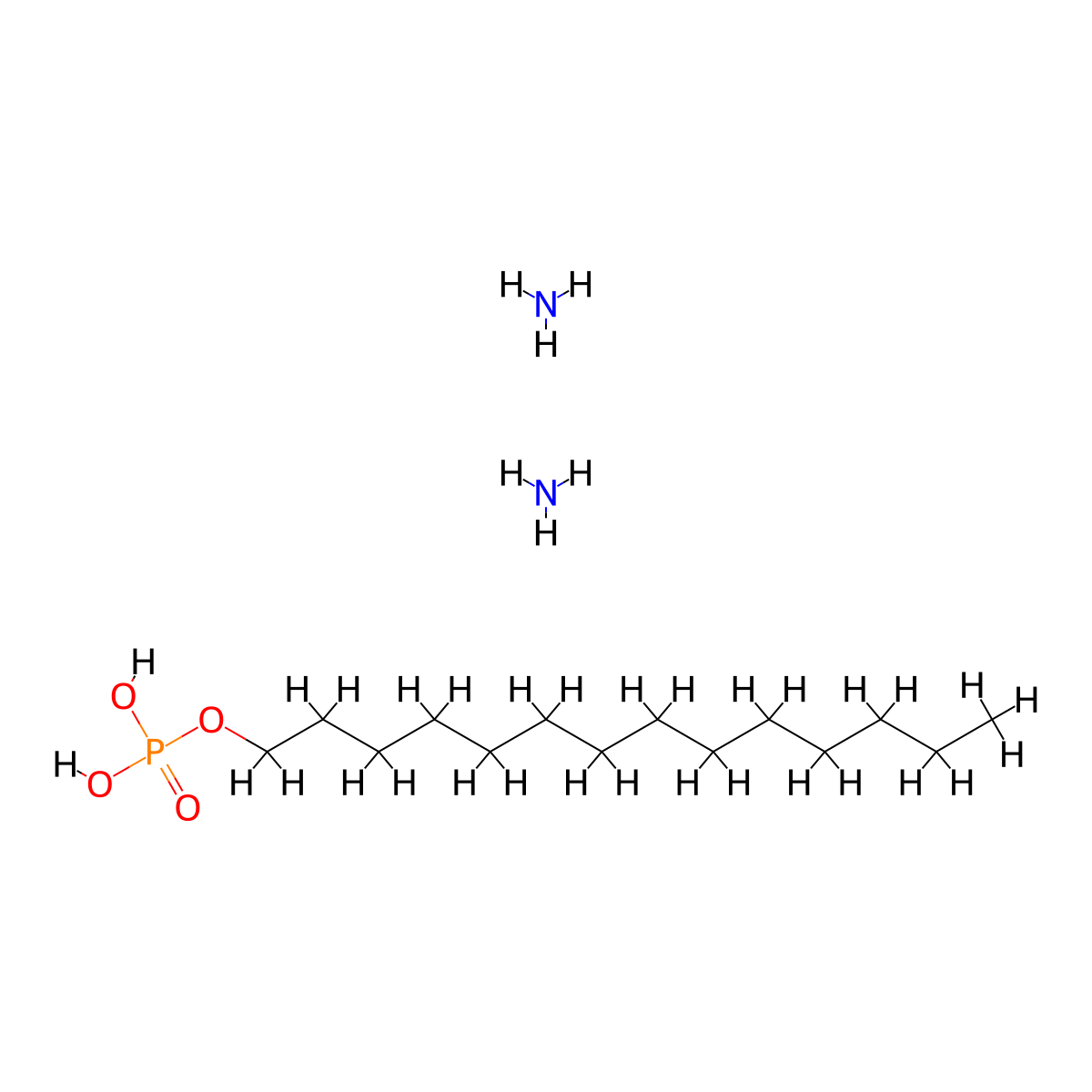 Diammonium tetradecyl phosphate molecular structure, CAS 65104-55-4