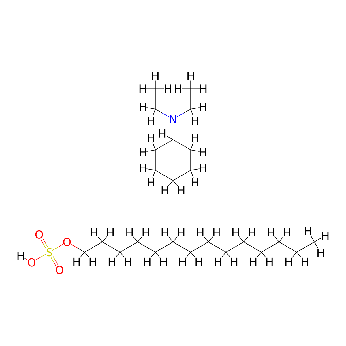 1-Tetradecanol, 1-(hydrogen sulfate), compd. with N,N-diethylcyclohexanamine (1:1) molecular structure, CAS 65104-62-3