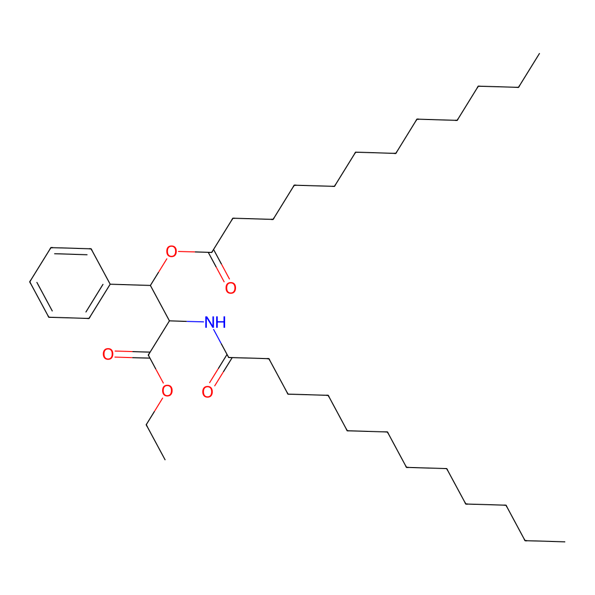 (1S,2R)-2-Dodecanamido-3-ethoxy-3-oxo-1-phenylpropyl dodecanoate molecular structure, CAS 651041-43-9