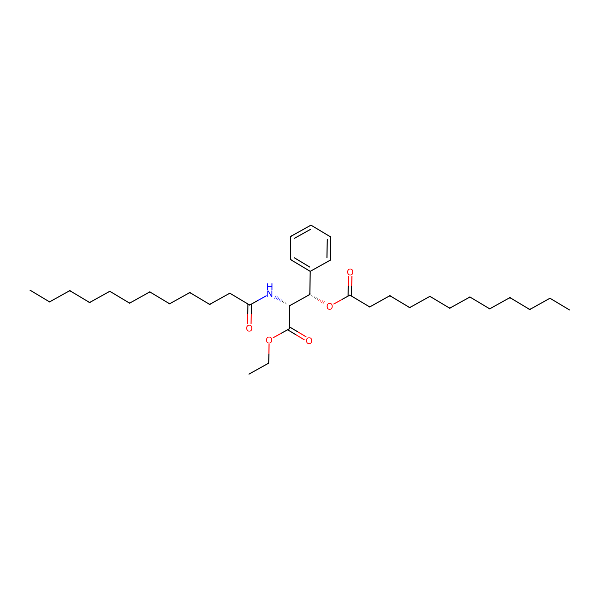 (1S,2R)-2-Dodecanamido-3-ethoxy-3-oxo-1-phenylpropyl dodecanoate molecular structure, CAS 651041-43-9