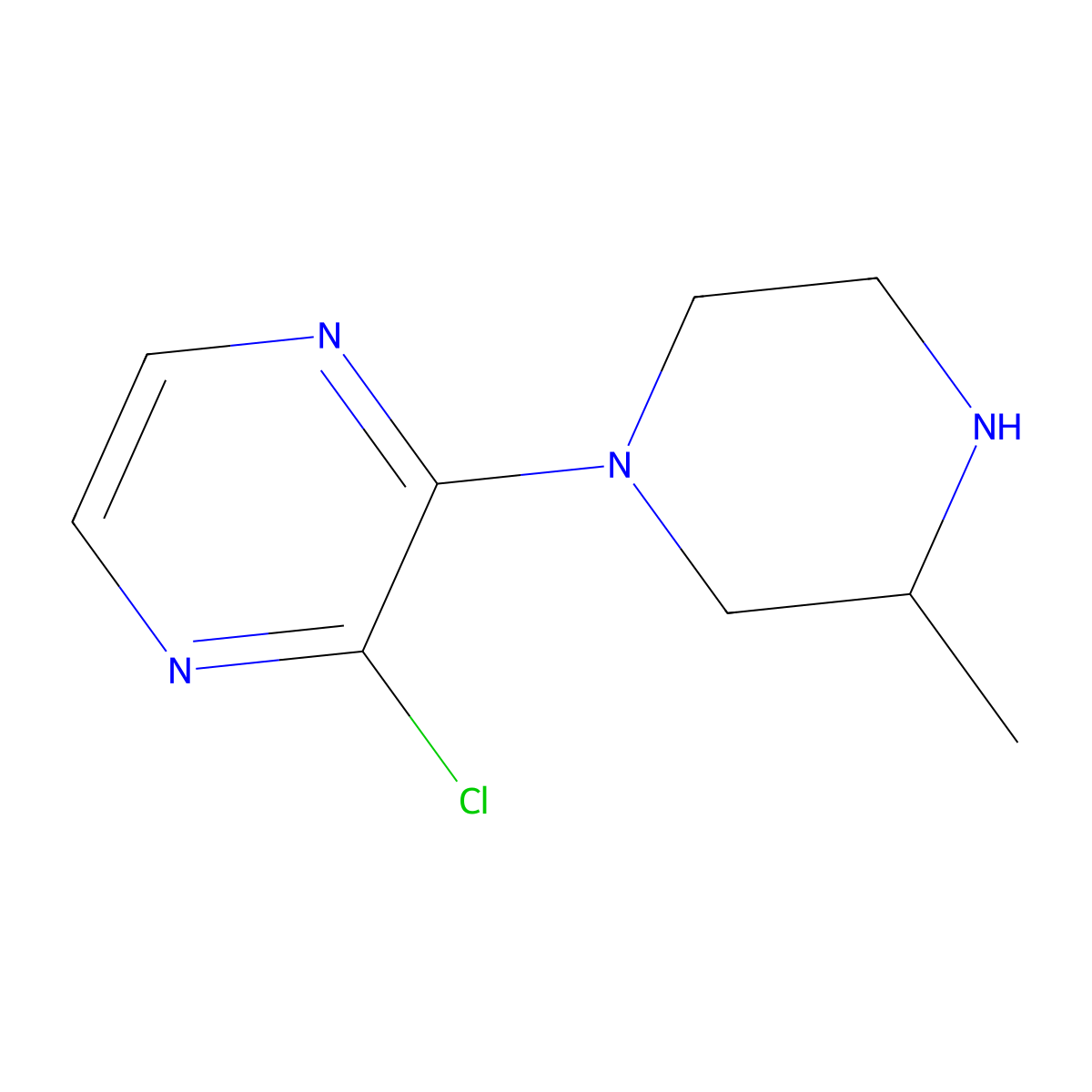 2-Chloro-3-(3-methylpiperazin-1-YL)pyrazine molecular structure, CAS 651047-93-7