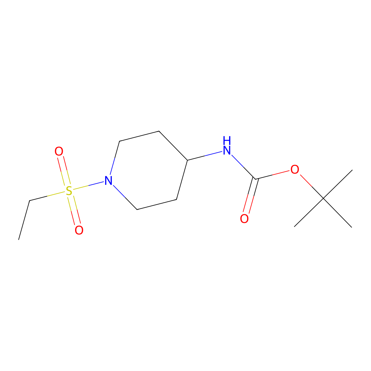 tert-Butyl N-[1-(ethanesulfonyl)piperidin-4-yl]carbamate molecular structure, CAS 651056-52-9