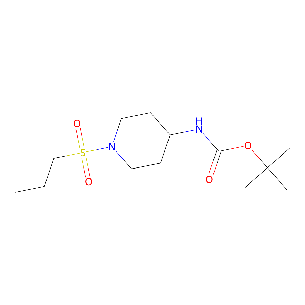 tert-butyl N-[1-(propane-1-sulfonyl)piperidin-4-yl]carbamate molecular structure, CAS 651056-54-1