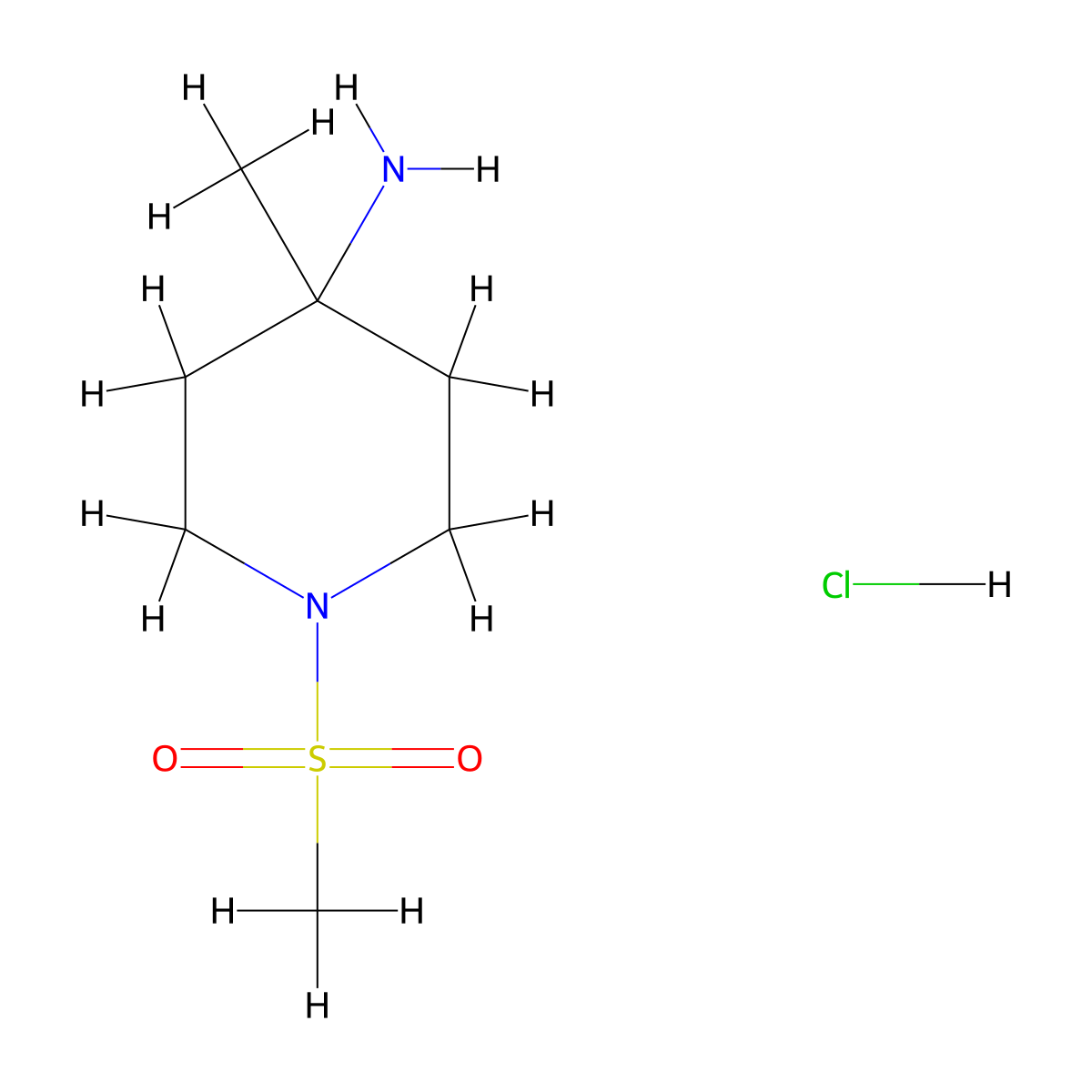 4-Methyl-1-(methylsulfonyl)piperidin-4-amine hydrochloride molecular structure, CAS 651056-77-8